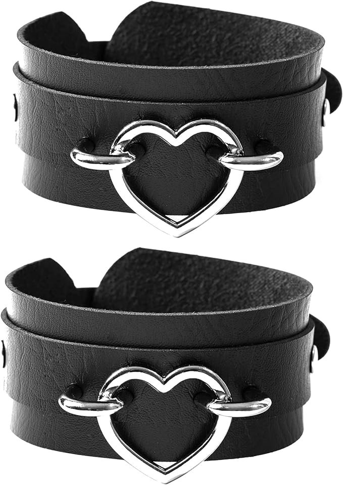 Manfnee Paquete de 2 pulseras punk