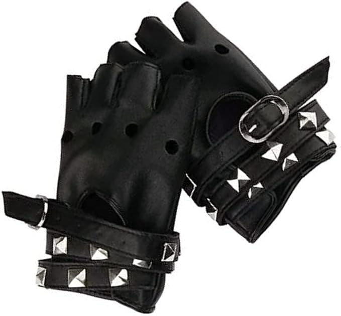 Guantes De Cuero Punk sin Dedos