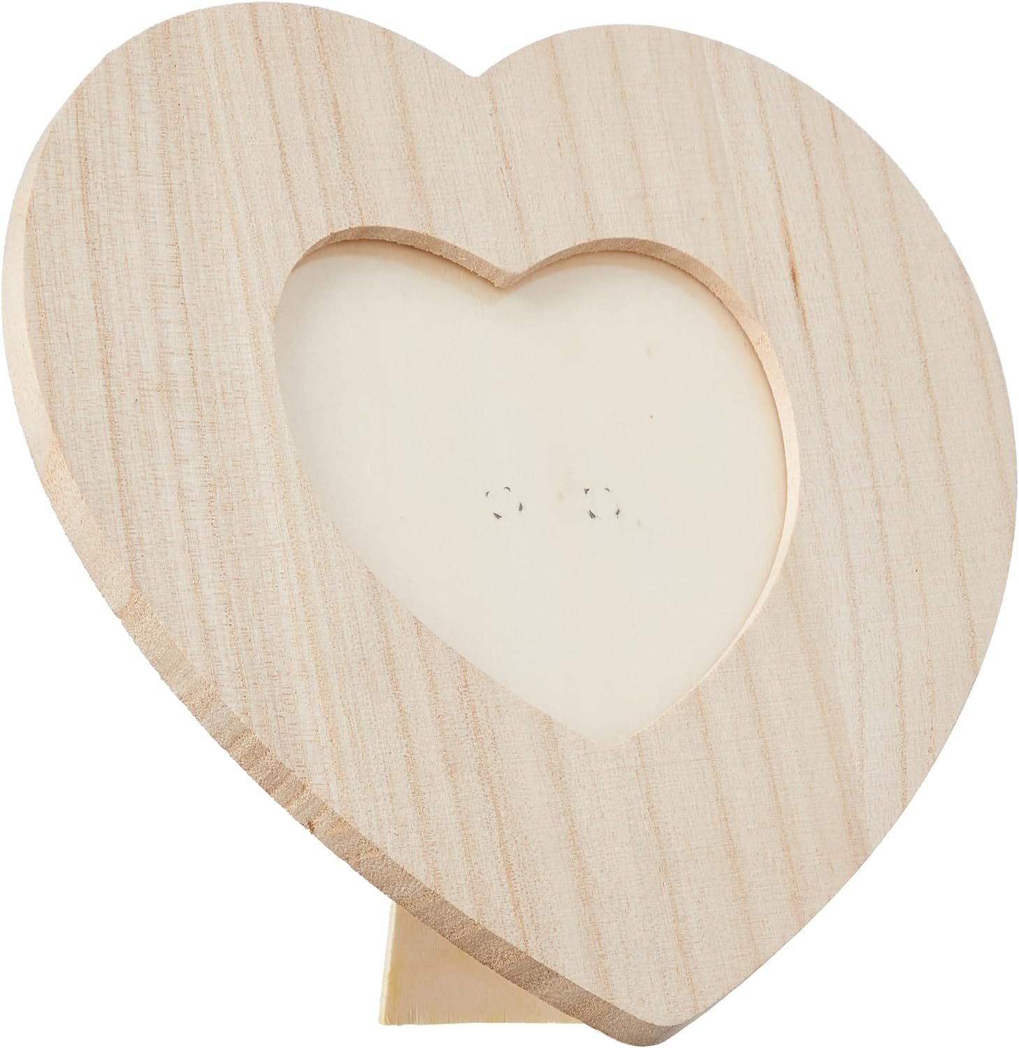 Marco con Forma de Corazón. Madera, 17,5 x 17,5 cm, Color Beige